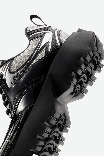 Square-Toe Patent Platform Chunky Sneakers - Wolvess