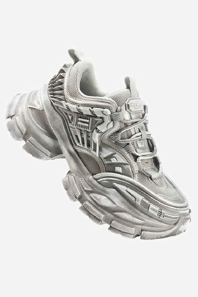 Triple Grey Metallic Platform Running Sneakers