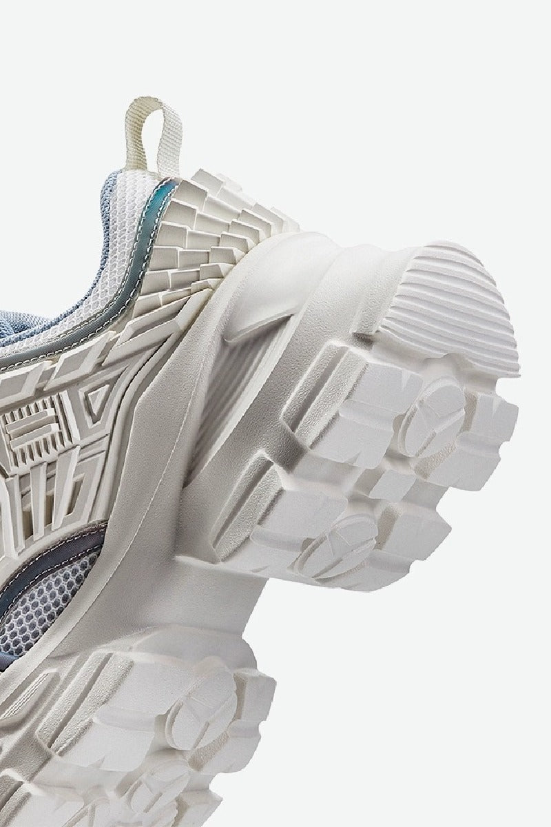 White and Blue Platform Chunky Sneakers - Wolvess