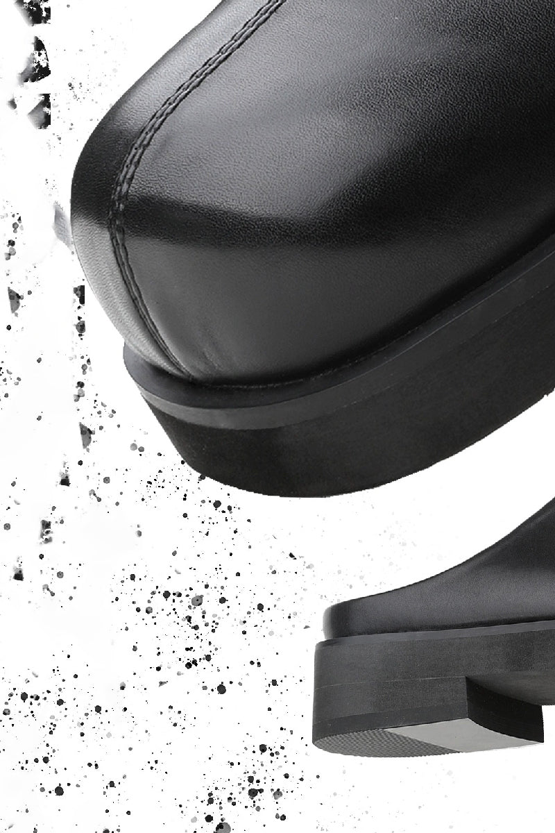 Black Minimalist Leather Mules - Wolvess