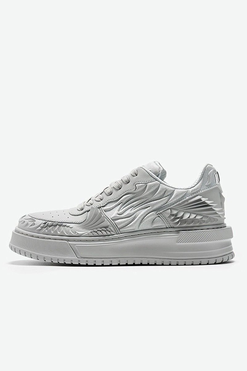Wave Pattern Platform Court Sneakers - Wolvess