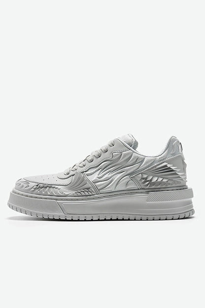 Wave Pattern Platform Court Sneakers - Wolvess