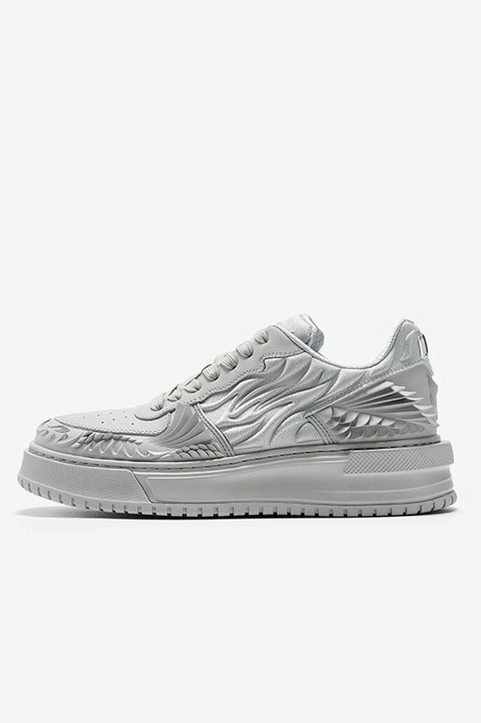 Wave Pattern Platform Court Sneakers - Wolvess