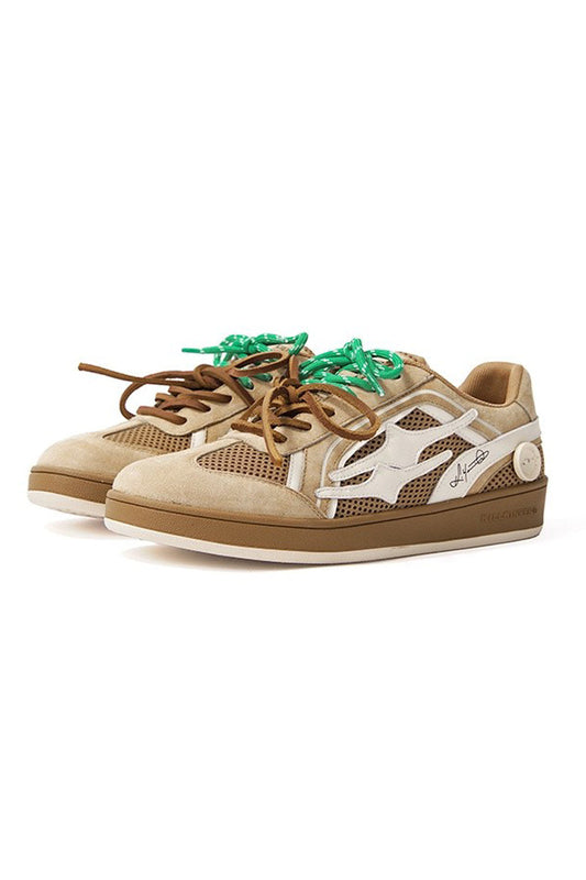 Brown Mesh Double Lace Sneakers - Wolvess