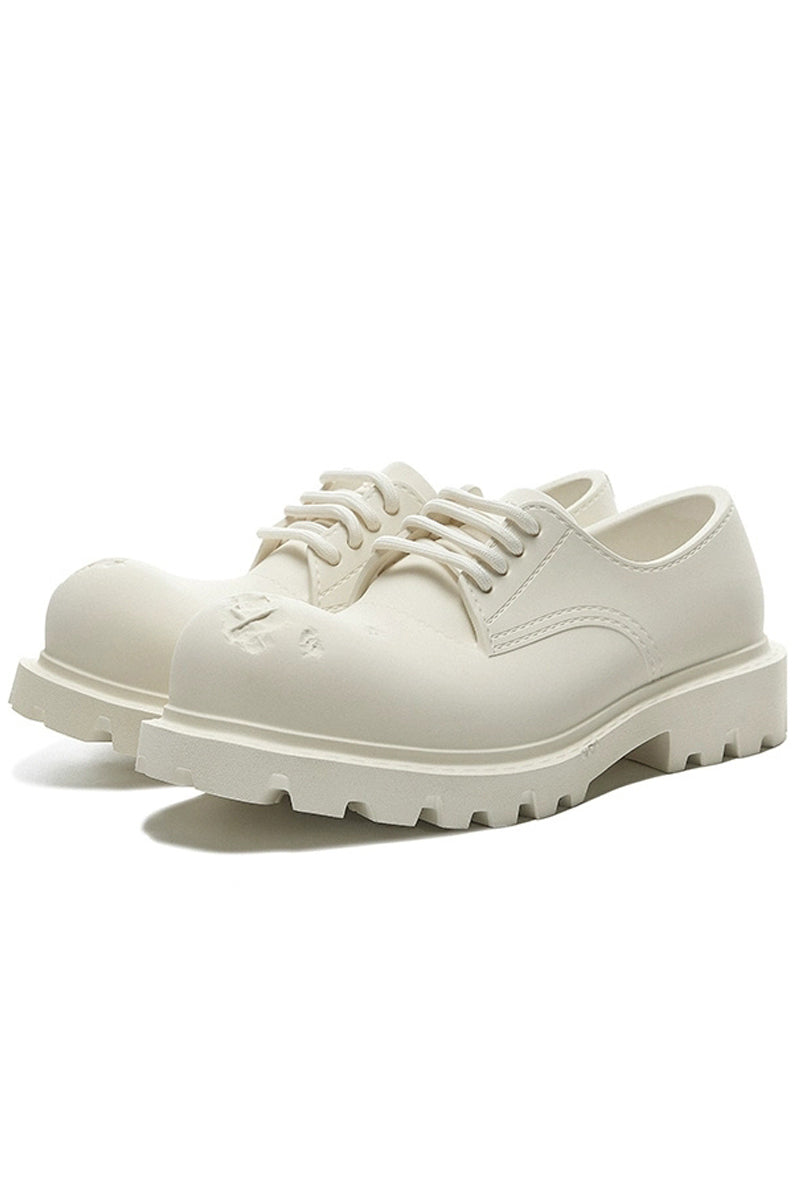 Off-White Platform Derby Shoes with Lug Sole - Wolvess