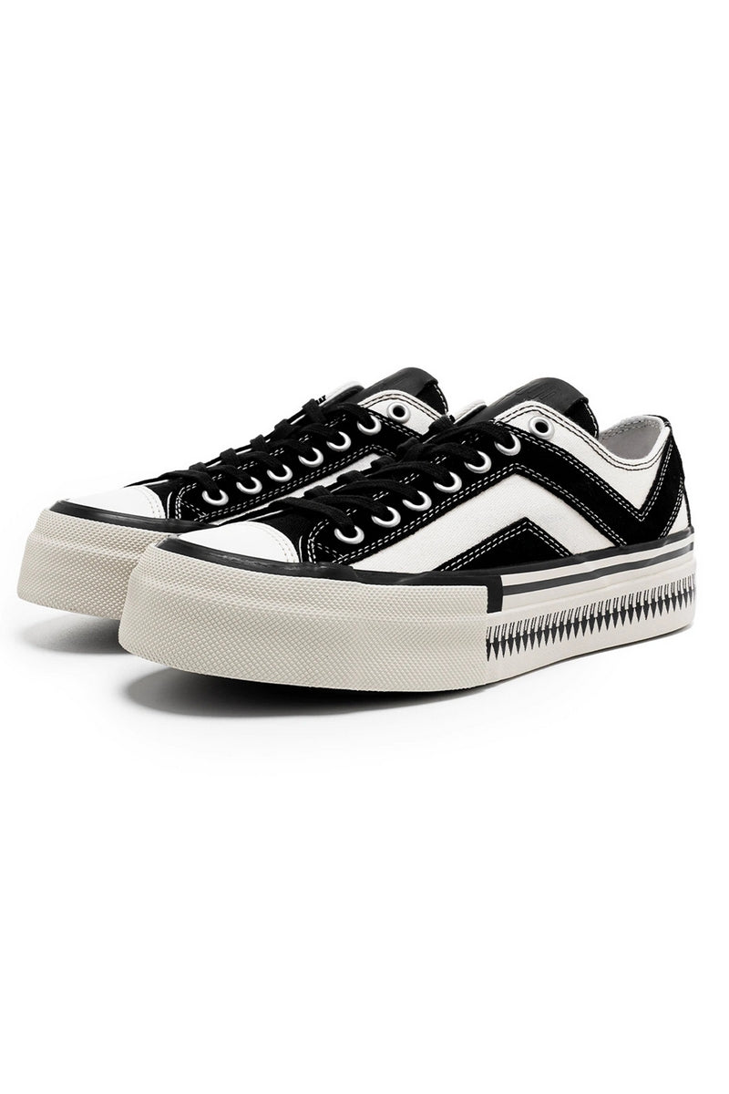 Black White Platform Canvas Sneakers - Wolvess