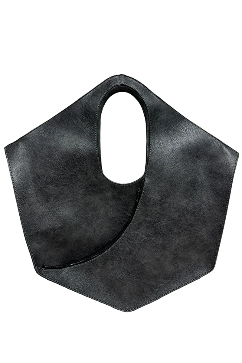 Black Geometric Hobo Shoulder Bag - Wolvess