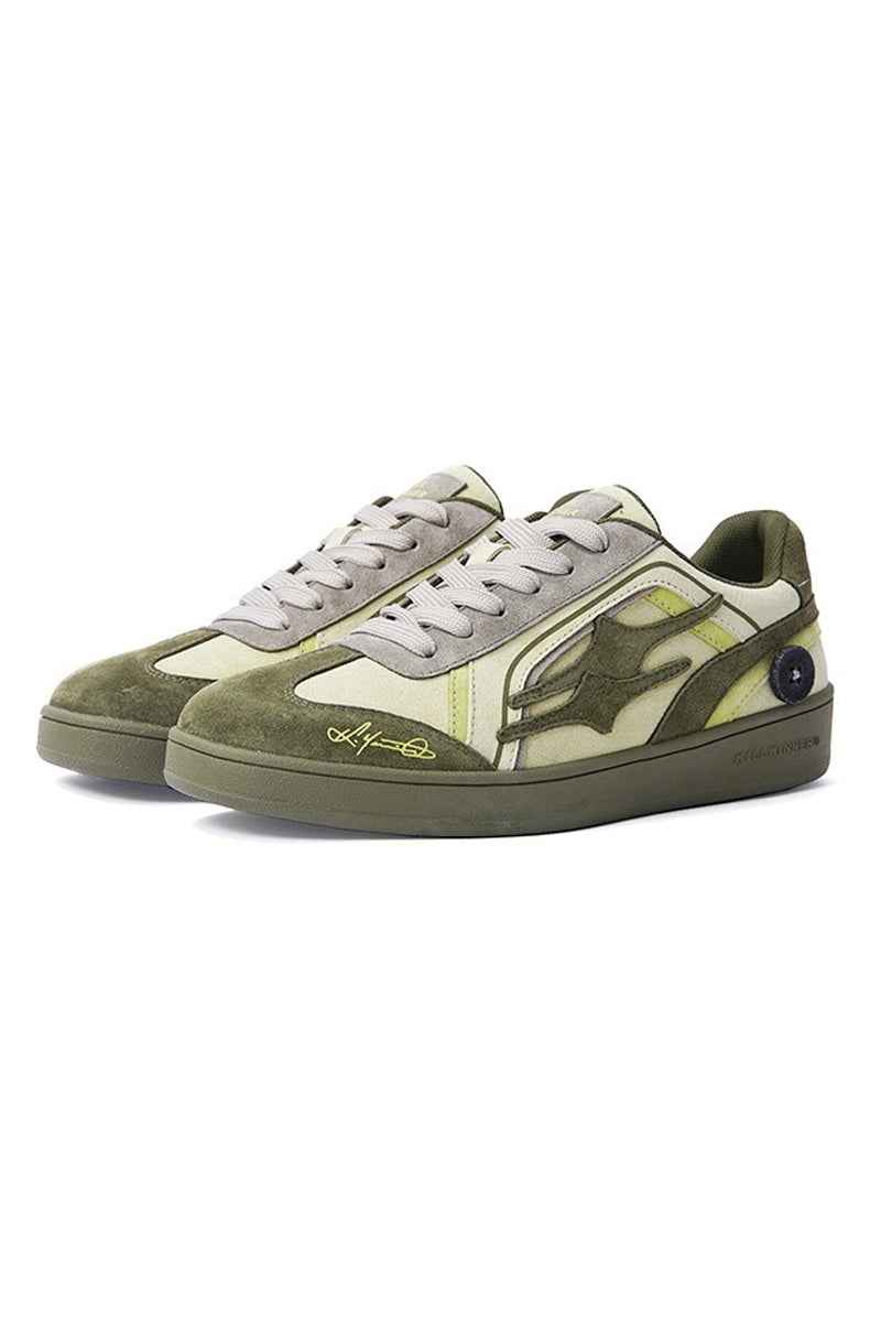 Olive Green Mixed Court Sneakers