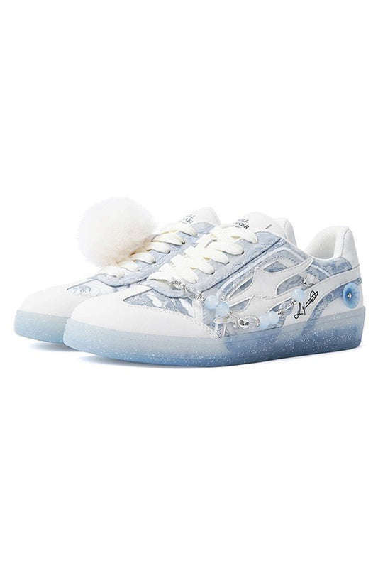 Snow Crystal Platform Court Sneakers - Wolvess