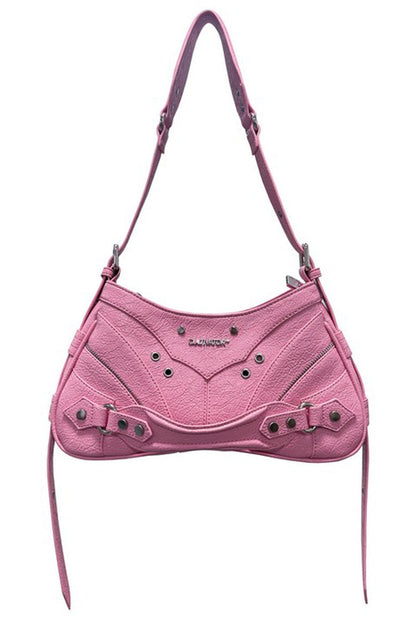 Textured Studded Shoulder Bag - Wolvess