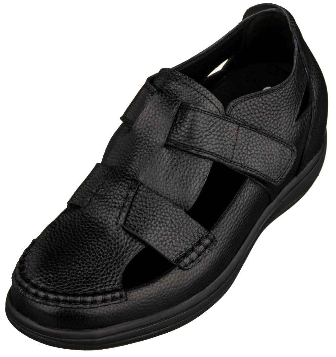 CALTO - K2661 - 3.2 Inches Taller (Black) - Casual Fisherman Sandal Tallmenshoes.com