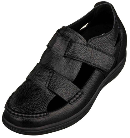 CALTO - K2661 - 3.2 Inches Taller (Black) - Casual Fisherman Sandal Tallmenshoes.com