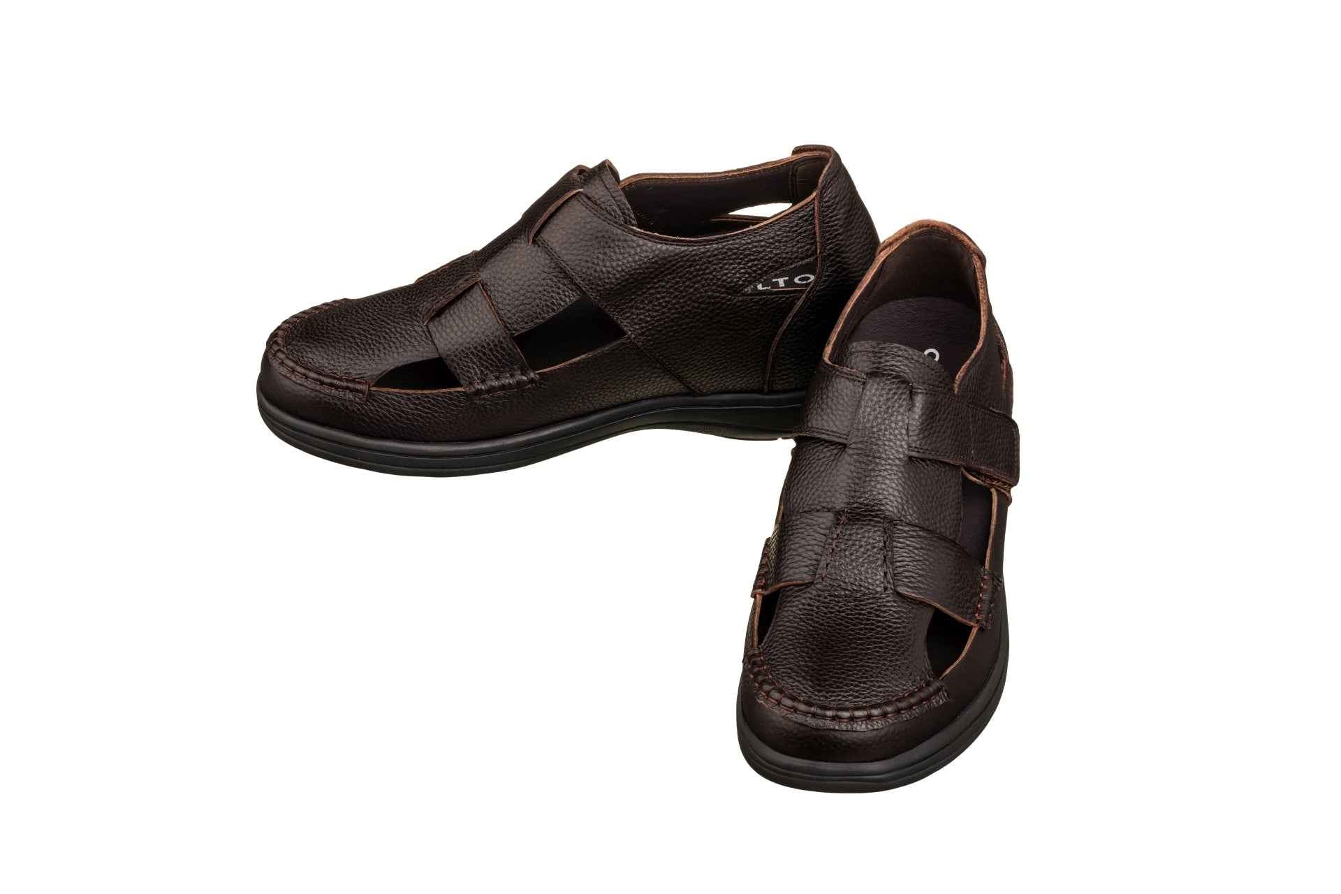 CALTO - K2662 - 3.2 Inches Taller (Dark Brown) - Casual Fisherman Sandal Tallmenshoes.com