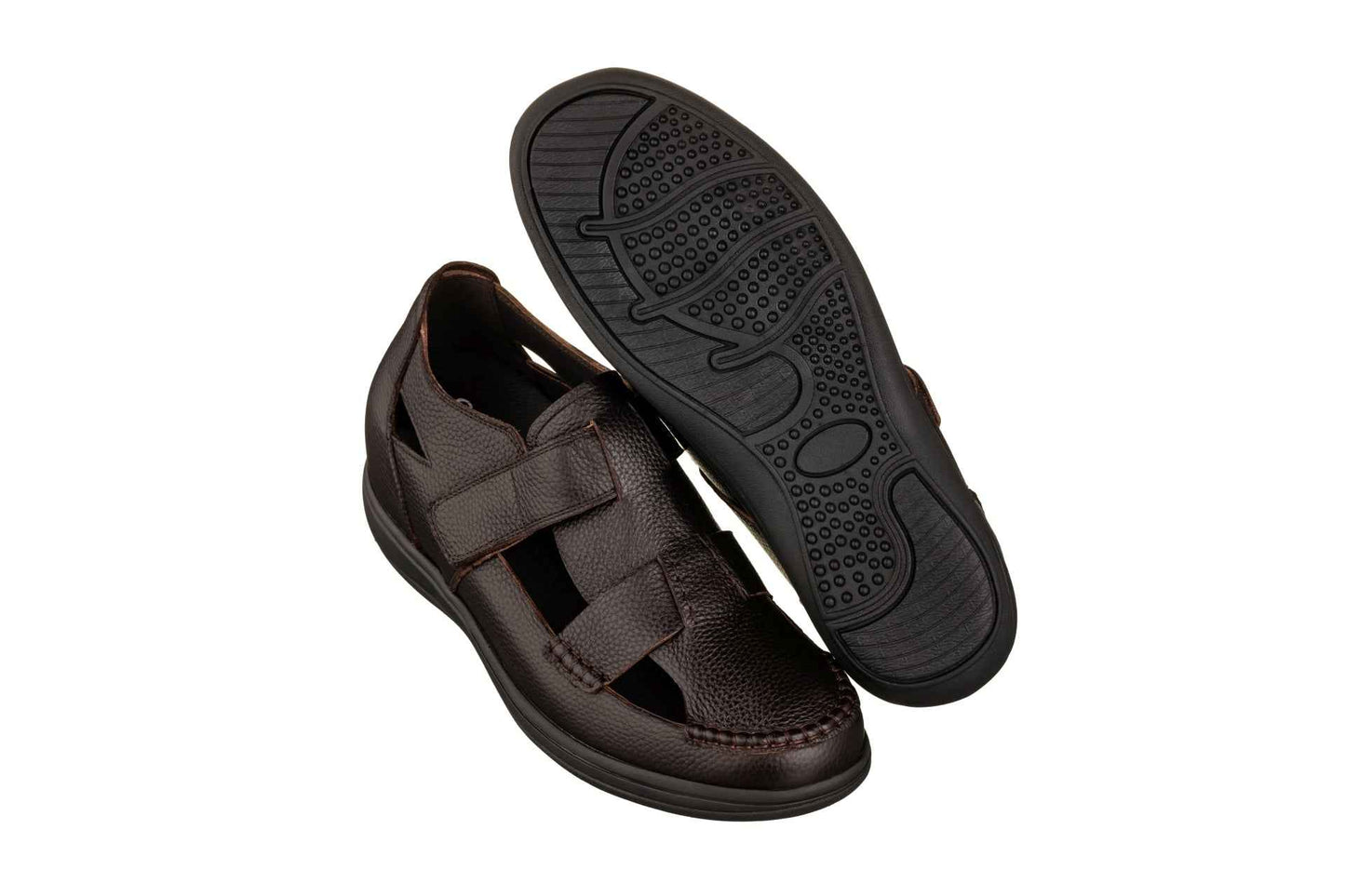 CALTO - K2662 - 3.2 Inches Taller (Dark Brown) - Casual Fisherman Sandal Tallmenshoes.com