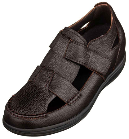 CALTO - K2662 - 3.2 Inches Taller (Dark Brown) - Casual Fisherman Sandal Tallmenshoes.com