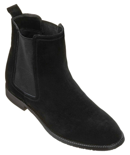 CALTO - K33090 - 2.9 Inches Taller (Black) - Suede Chelsea Boot Tallmenshoes.com