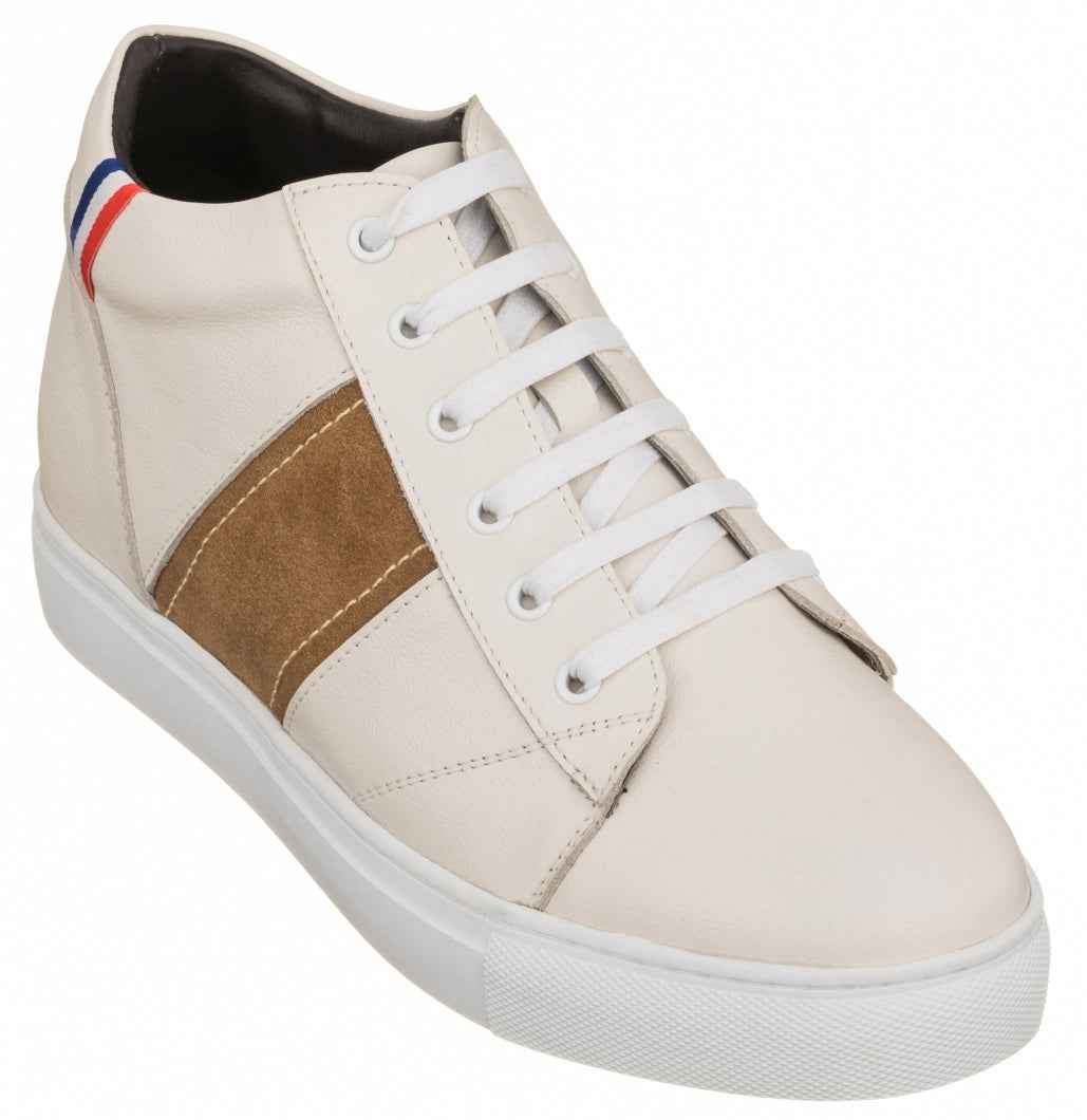 CALTO - K53101 - 2.8 Inches Taller (Beige White) Tallmenshoes.com