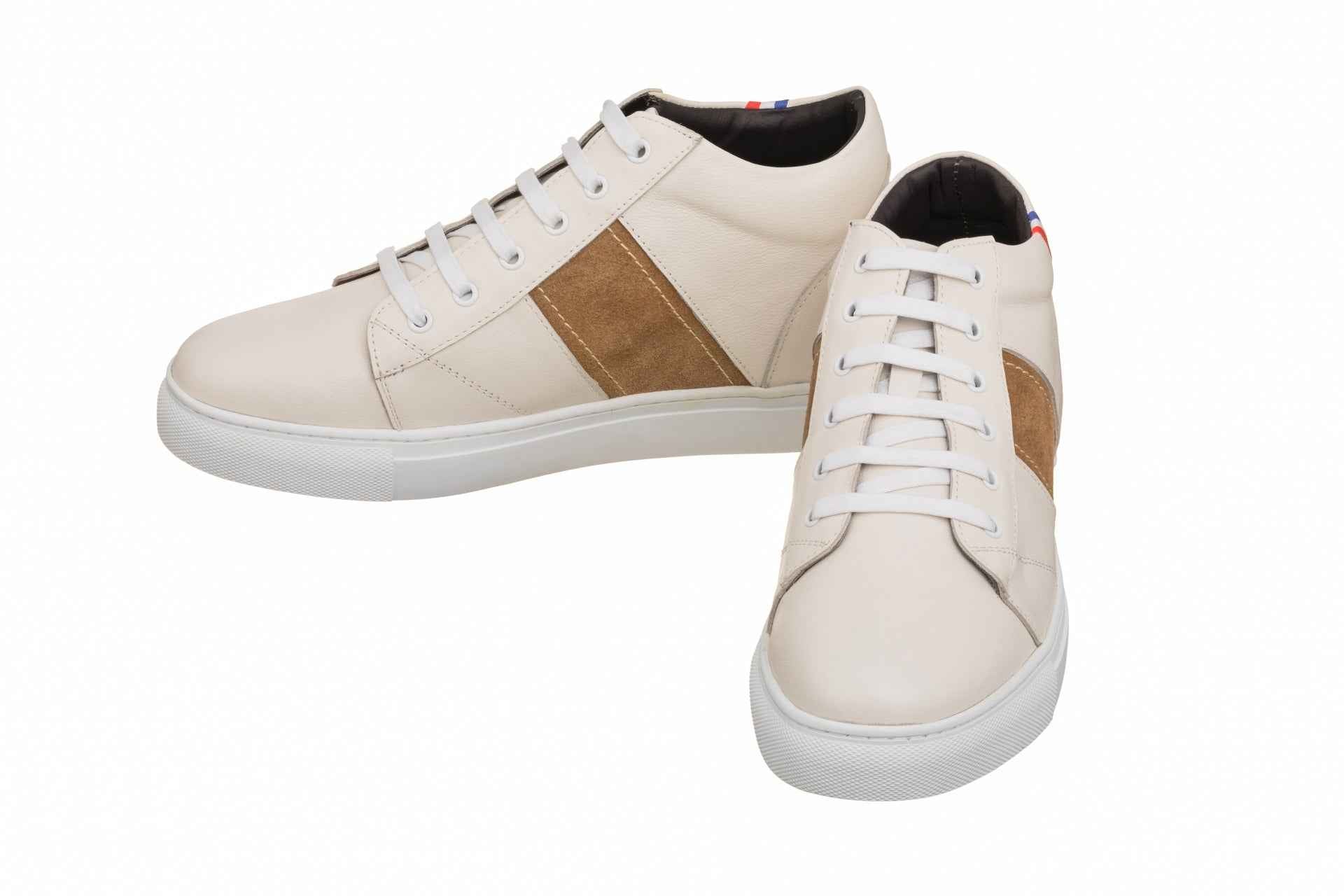 CALTO - K53101 - 2.8 Inches Taller (Beige White) Tallmenshoes.com