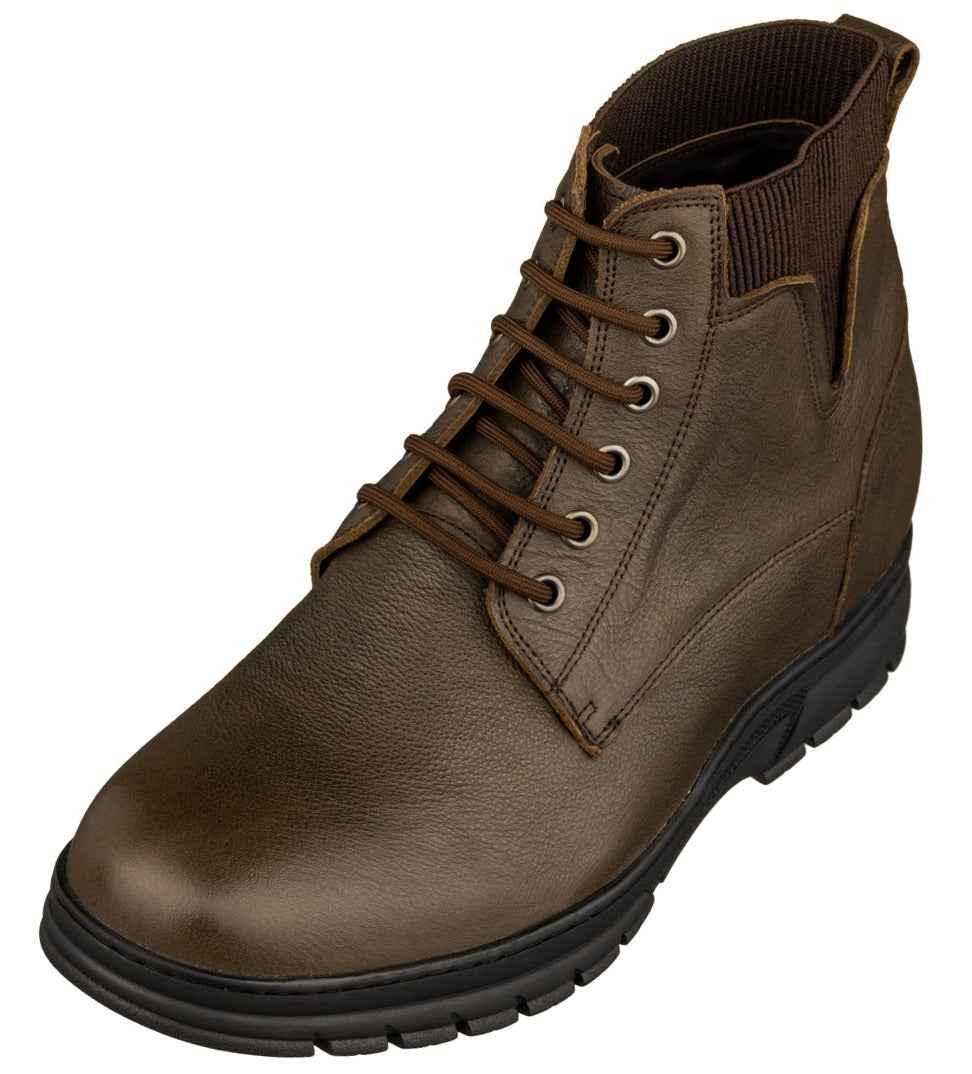 TOTO - K84016 - 2.8 Inches Taller (Chocolate Brown) - High Top Work Boots Tallmenshoes.com