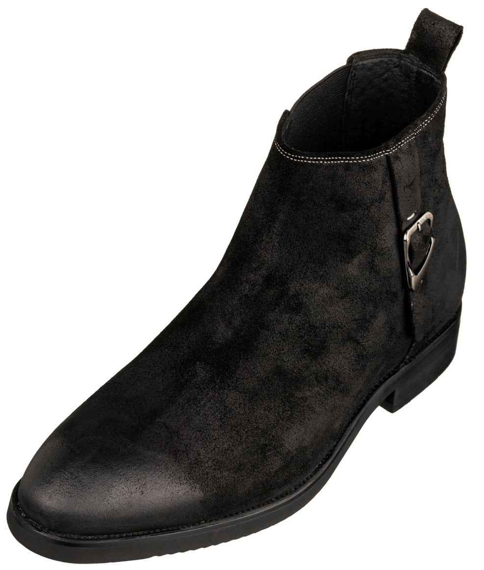 TOTO - K92081 - 3 Inches Taller (Nubuck Black) - Chelsea Ankle Boots Tallmenshoes.com