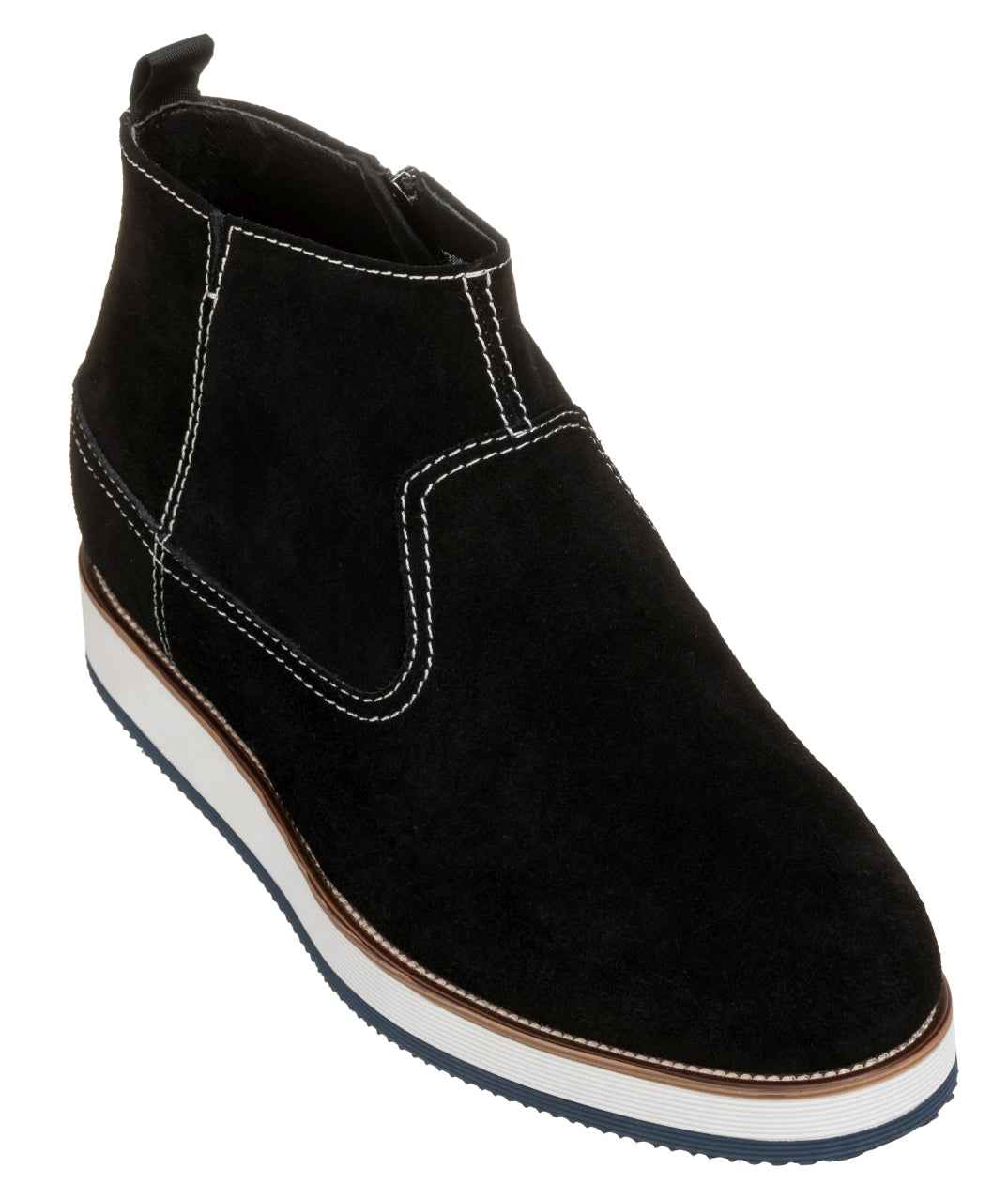 CALTO - Y30021 - 3 Inches Taller (Nubuck Black) - Zipper Boots Tallmenshoes.com