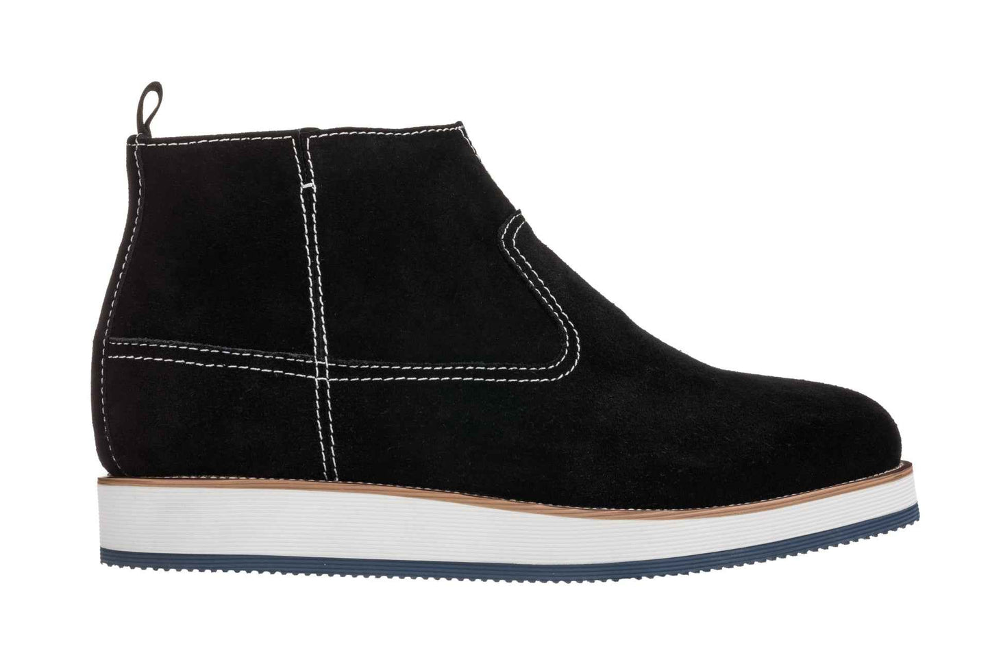 CALTO - Y30021 - 3 Inches Taller (Nubuck Black) - Zipper Boots Tallmenshoes.com
