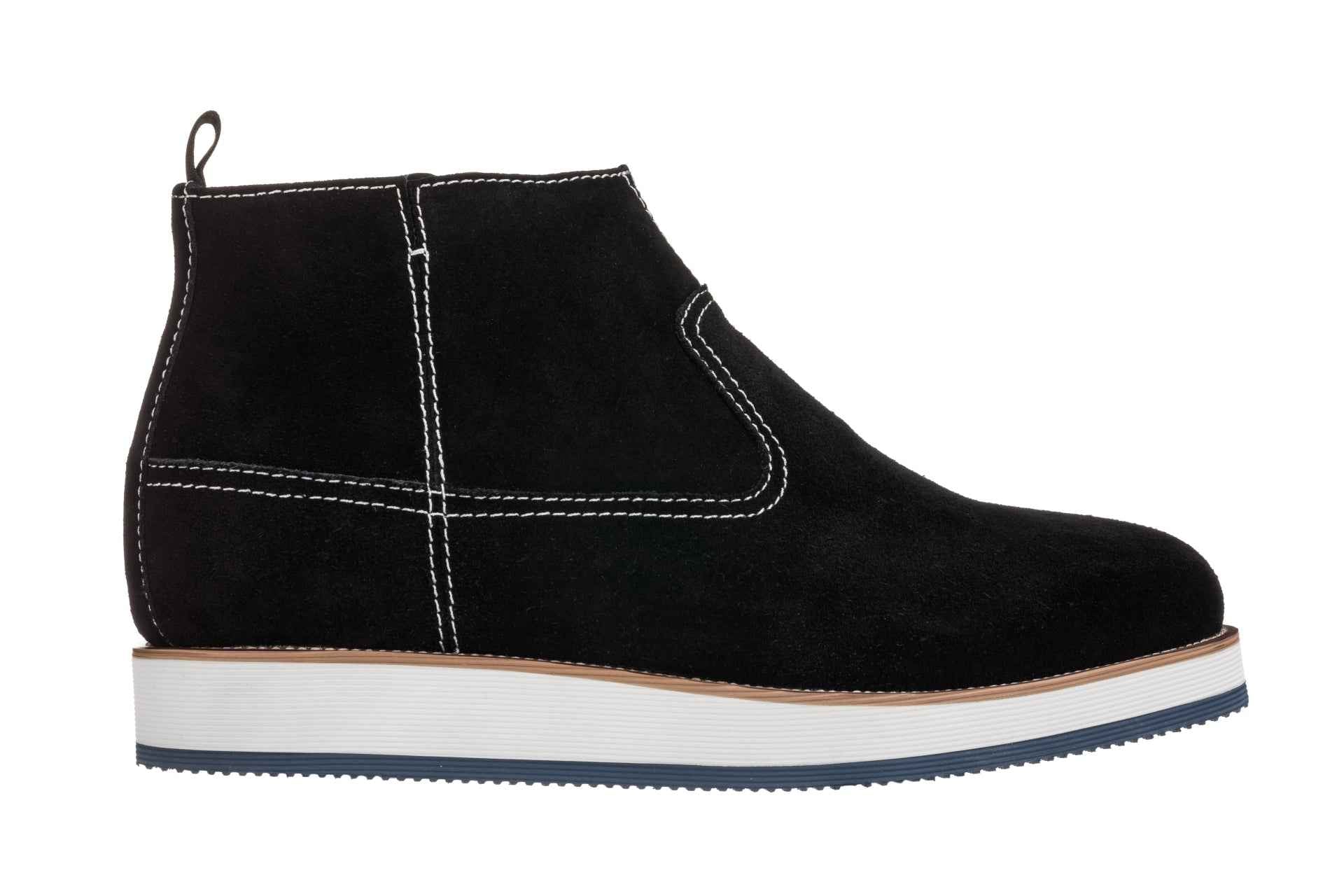 CALTO - Y30021 - 3 Inches Taller (Nubuck Black) - Zipper Boots Tallmenshoes.com