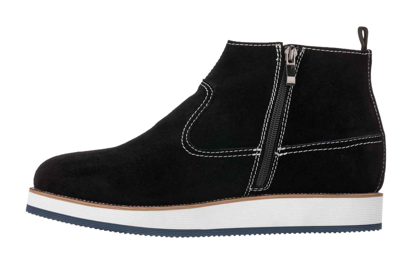 CALTO - Y30021 - 3 Inches Taller (Nubuck Black) - Zipper Boots Tallmenshoes.com