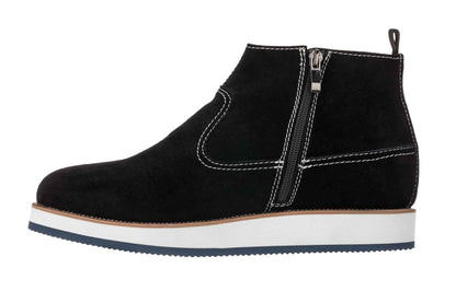 CALTO - Y30021 - 3 Inches Taller (Nubuck Black) - Zipper Boots Tallmenshoes.com