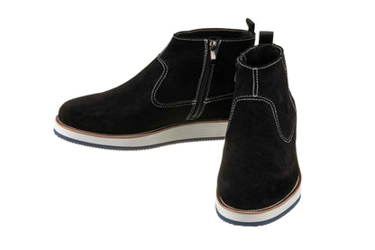 CALTO - Y30021 - 3 Inches Taller (Nubuck Black) - Zipper Boots Tallmenshoes.com