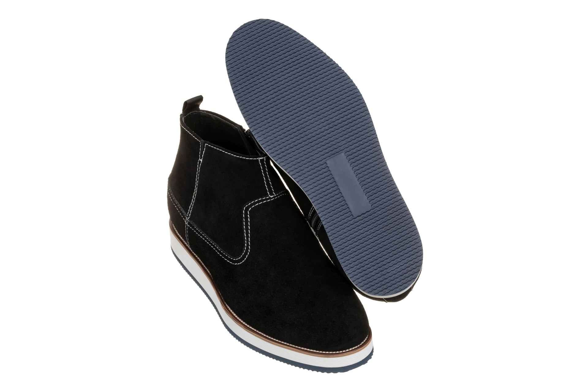 CALTO - Y30021 - 3 Inches Taller (Nubuck Black) - Zipper Boots Tallmenshoes.com