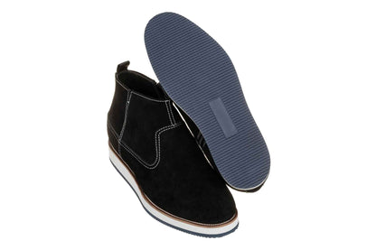 CALTO - Y30021 - 3 Inches Taller (Nubuck Black) - Zipper Boots Tallmenshoes.com