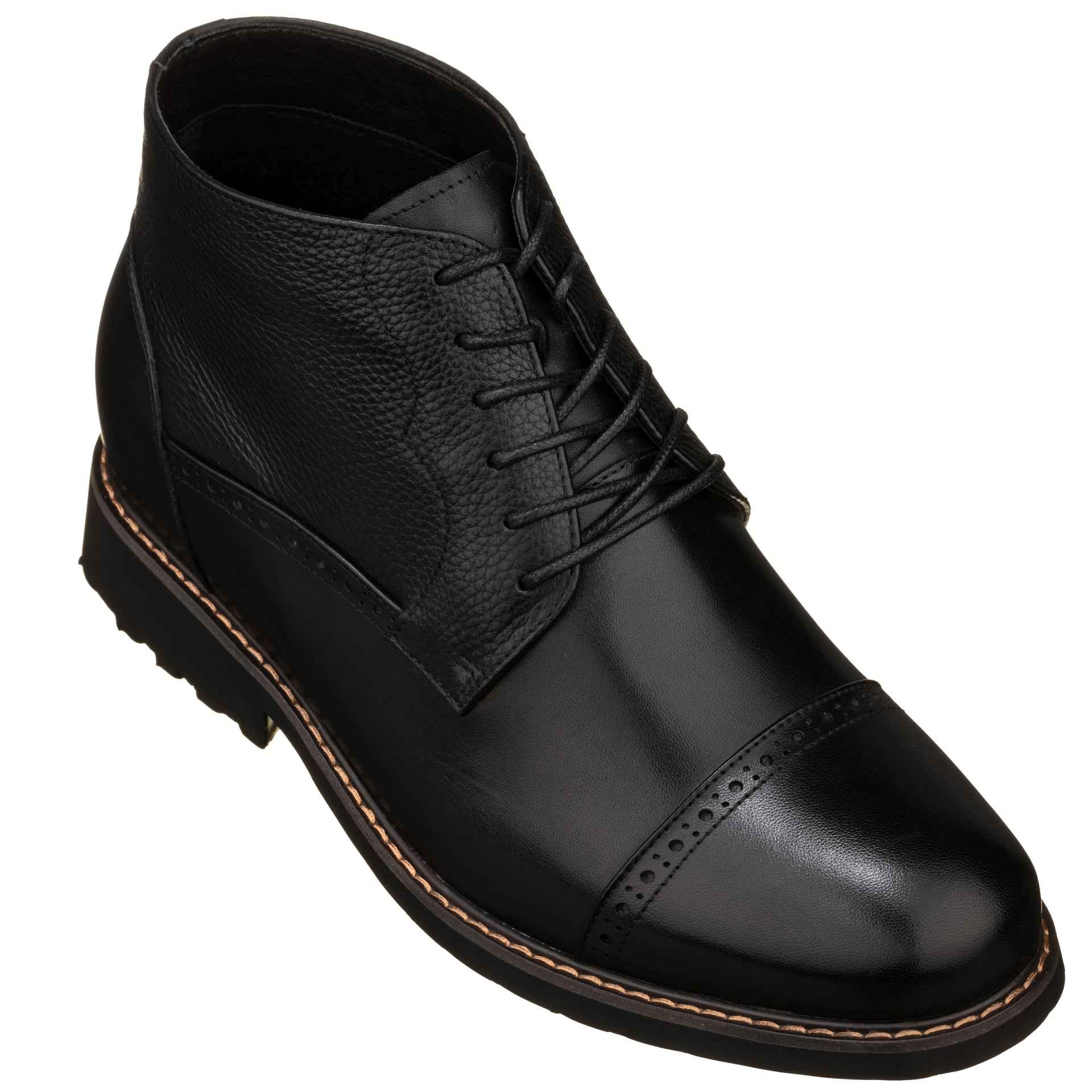 CALTO - Y41083 - 3.2 Inches Taller (Black) - Lace Up Casual Boots Tallmenshoes.com