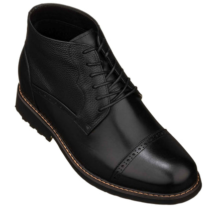 CALTO - Y41083 - 3.2 Inches Taller (Black) - Lace Up Casual Boots Tallmenshoes.com