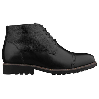 CALTO - Y41083 - 3.2 Inches Taller (Black) - Lace Up Casual Boots Tallmenshoes.com
