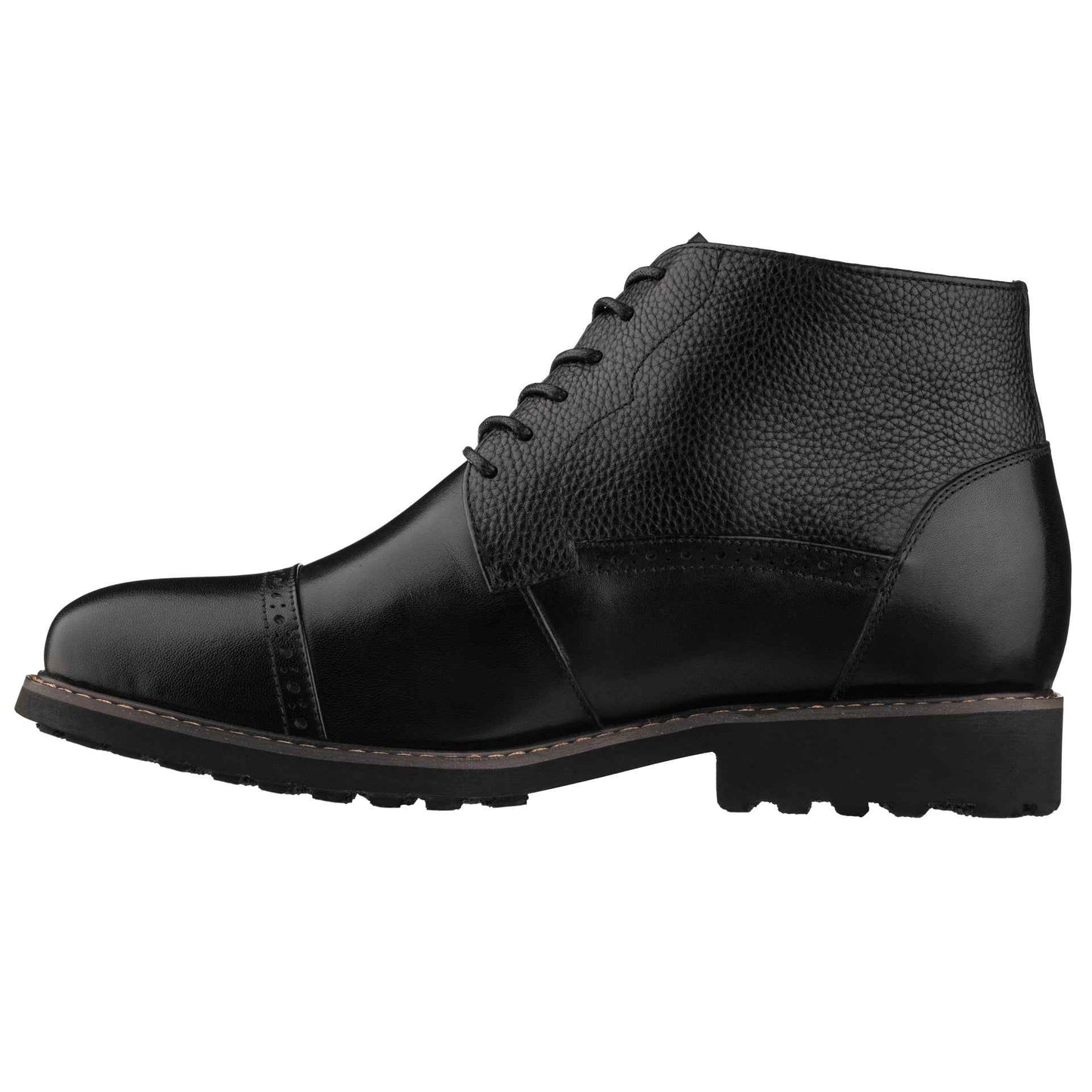 CALTO - Y41083 - 3.2 Inches Taller (Black) - Lace Up Casual Boots Tallmenshoes.com