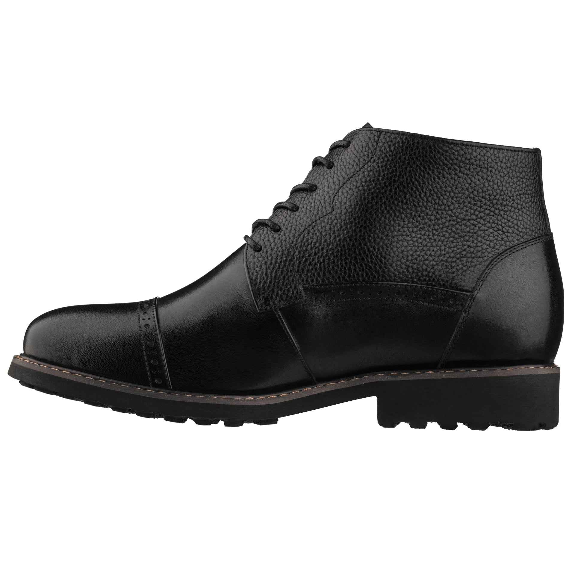CALTO - Y41083 - 3.2 Inches Taller (Black) - Lace Up Casual Boots Tallmenshoes.com