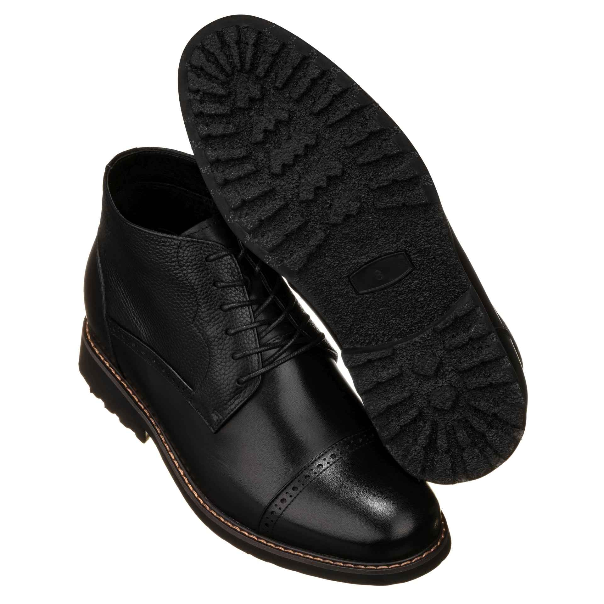 CALTO - Y41083 - 3.2 Inches Taller (Black) - Lace Up Casual Boots Tallmenshoes.com