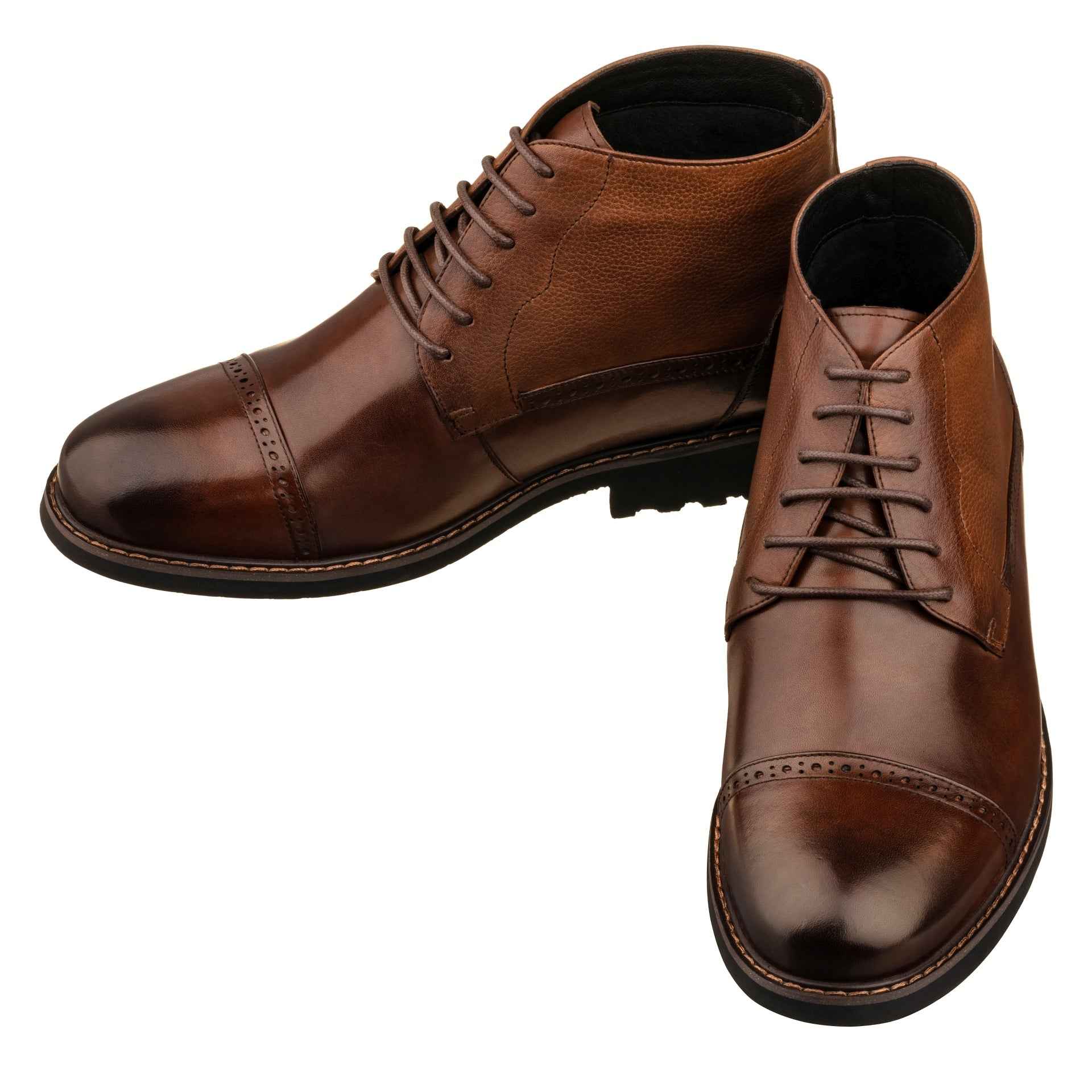 CALTO - Y41084 - 3.2 Inches Taller (Coffee Brown) - Lace Up Casual Boots Tallmenshoes.com