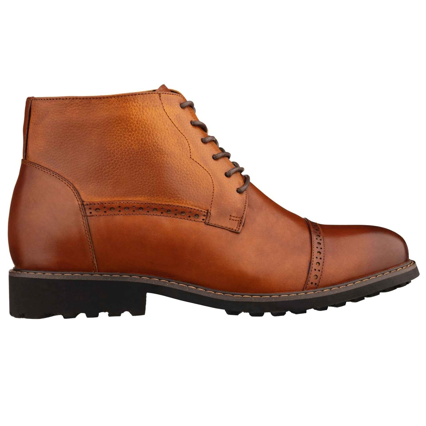 CALTO - Y41085 - 3.2 Inches Taller (Brown) - Lace Up Casual Boots Tallmenshoes.com