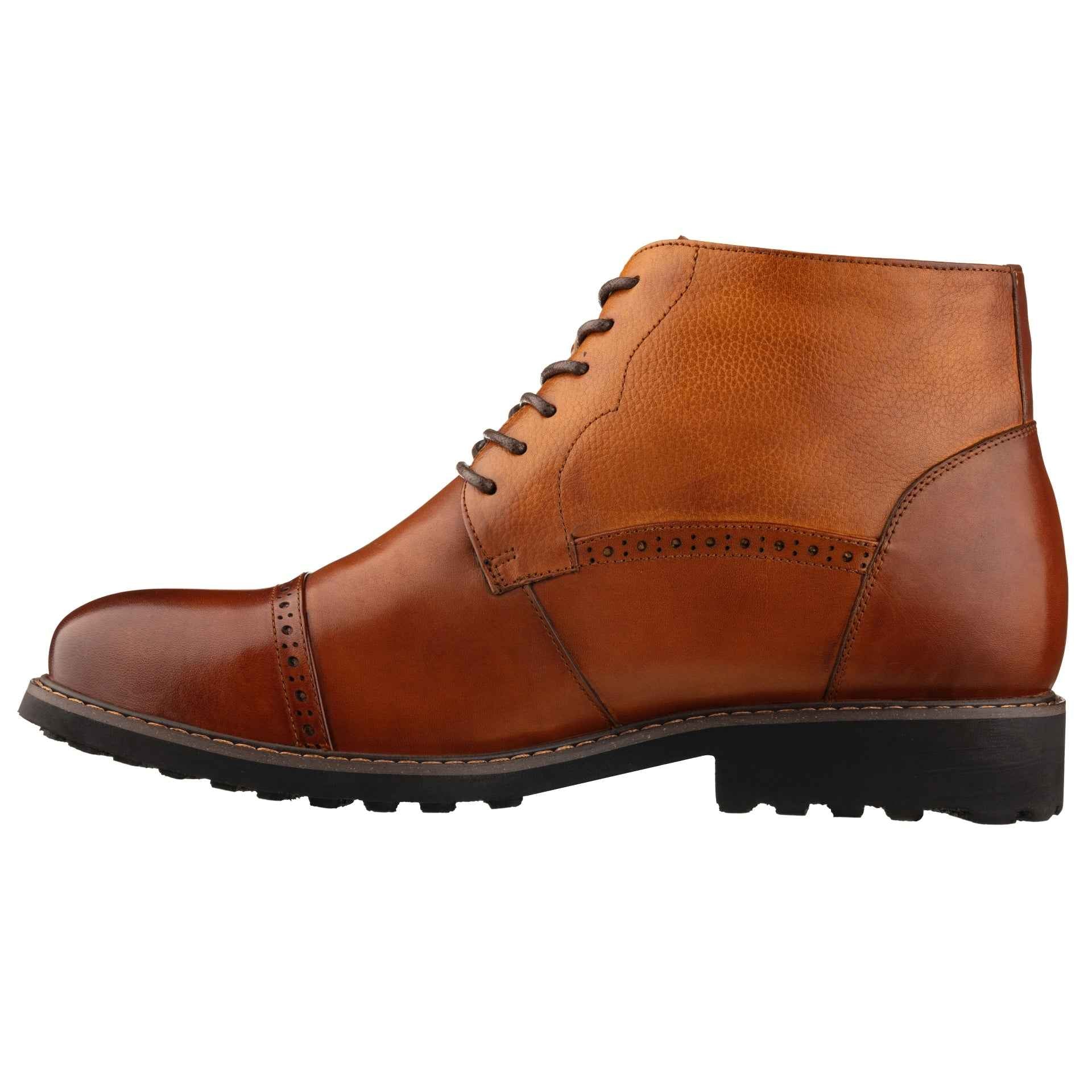 CALTO - Y41085 - 3.2 Inches Taller (Brown) - Lace Up Casual Boots Tallmenshoes.com
