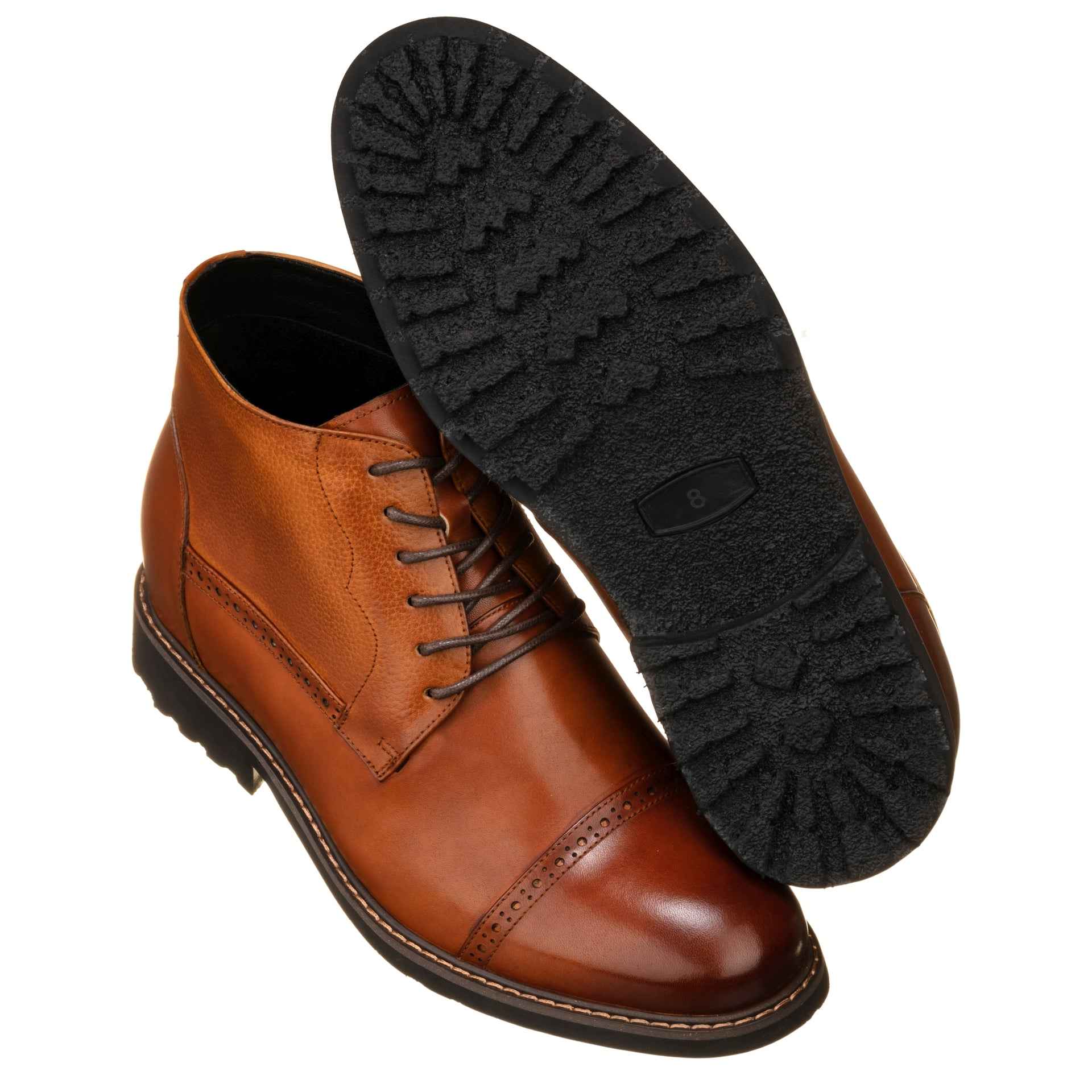 CALTO - Y41085 - 3.2 Inches Taller (Brown) - Lace Up Casual Boots Tallmenshoes.com