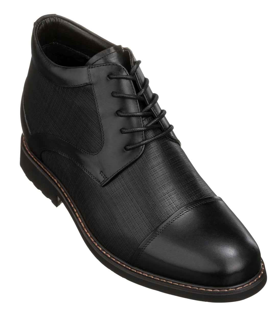 TOTO - Y41088 - 3.2 Inches Black Leather Boots Tallmenshoes.com
