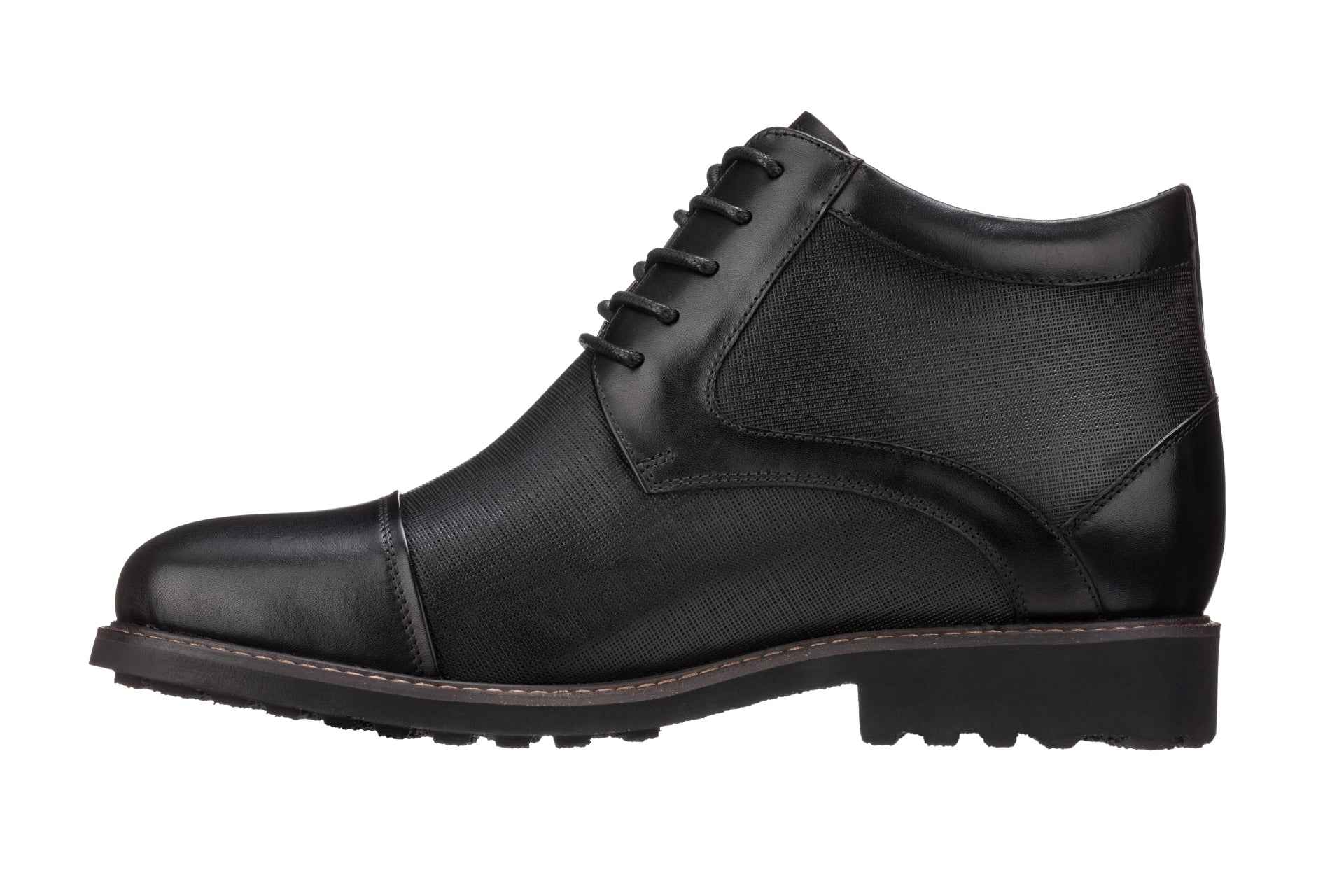 TOTO - Y41088 - 3.2 Inches Black Leather Boots Tallmenshoes.com