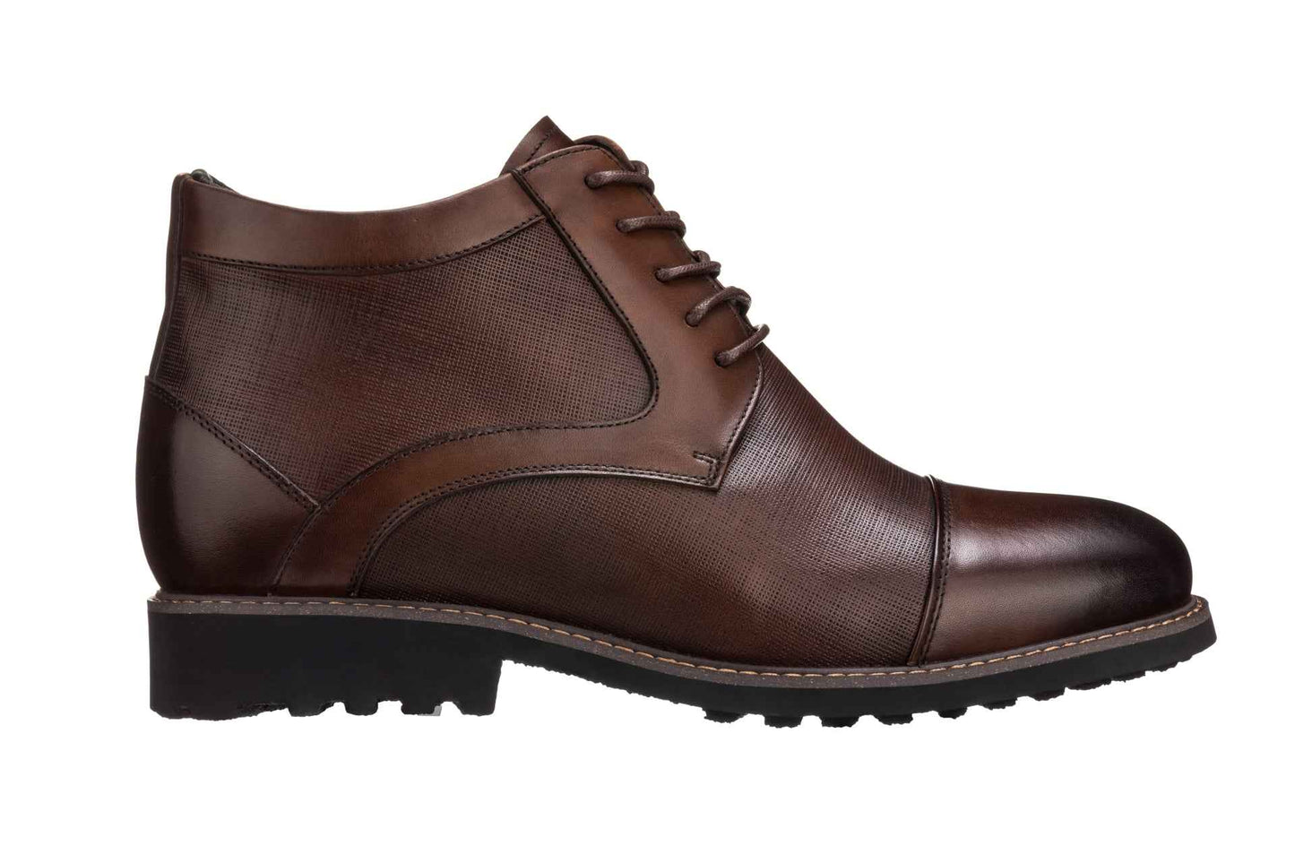 TOTO - Y41089 - 3.2 Inches Dark Brown Leather Boots Tallmenshoes.com