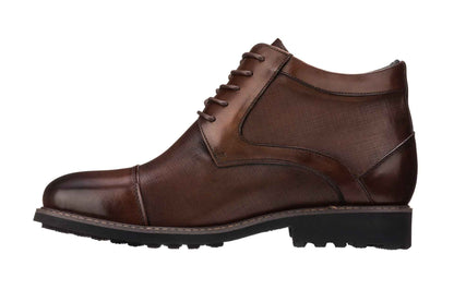 TOTO - Y41089 - 3.2 Inches Dark Brown Leather Boots Tallmenshoes.com