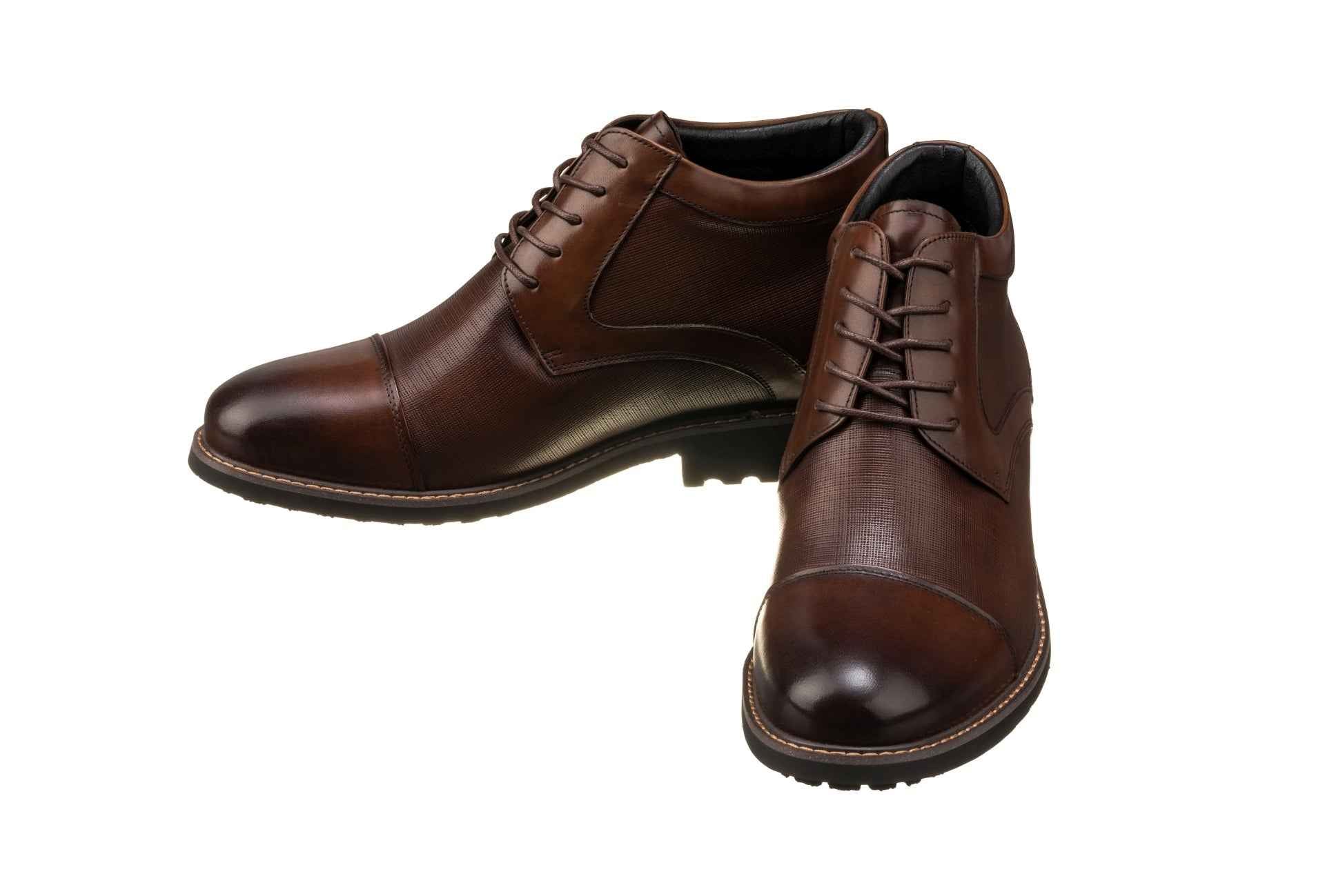 TOTO - Y41089 - 3.2 Inches Dark Brown Leather Boots Tallmenshoes.com