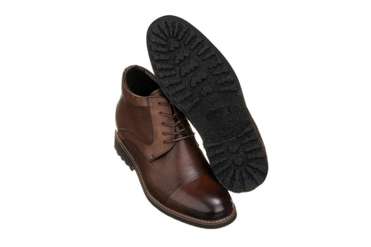 TOTO - Y41089 - 3.2 Inches Dark Brown Leather Boots Tallmenshoes.com
