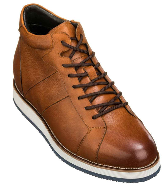 CALTO - Y6022 - 3 Inches Taller Zipper Boots (Tan) Tallmenshoes.com