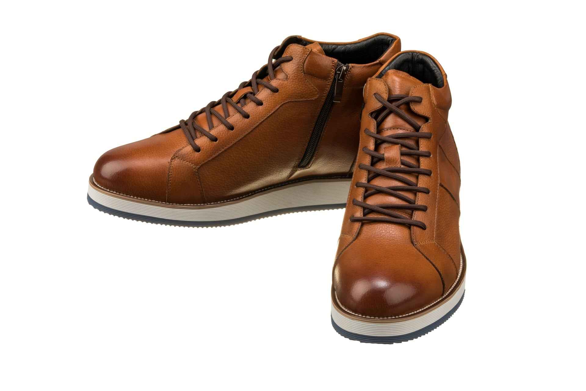 CALTO - Y6022 - 3 Inches Taller Zipper Boots (Tan) Tallmenshoes.com